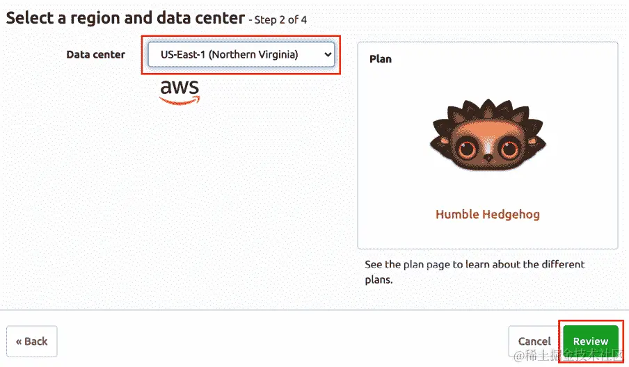 图 11.7 - 选择区域和数据中心