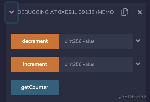 deployed contracts section