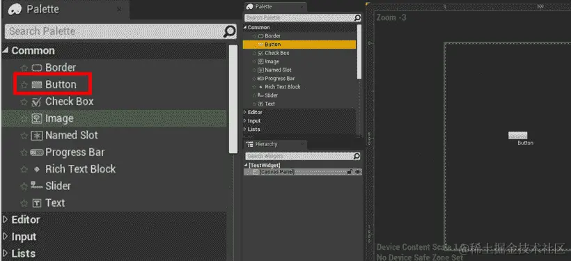 图 8.2：从调色板窗口拖动按钮元素进入设计师窗口