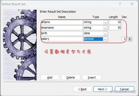 设置数据类型及长度