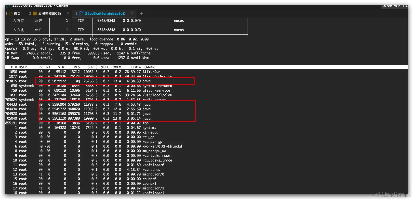 我的服务器资源占用细节