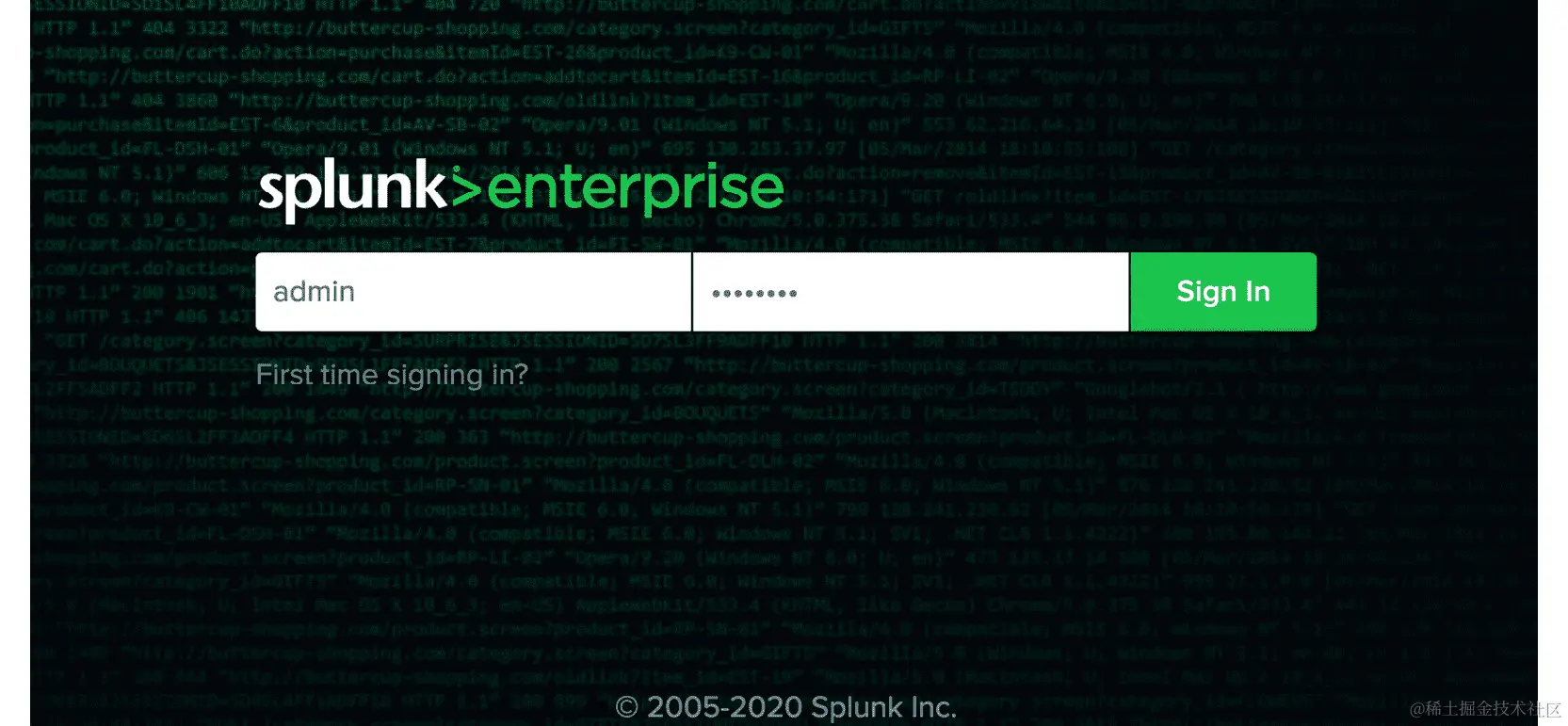 图 14.1：Splunk Web 登录页面