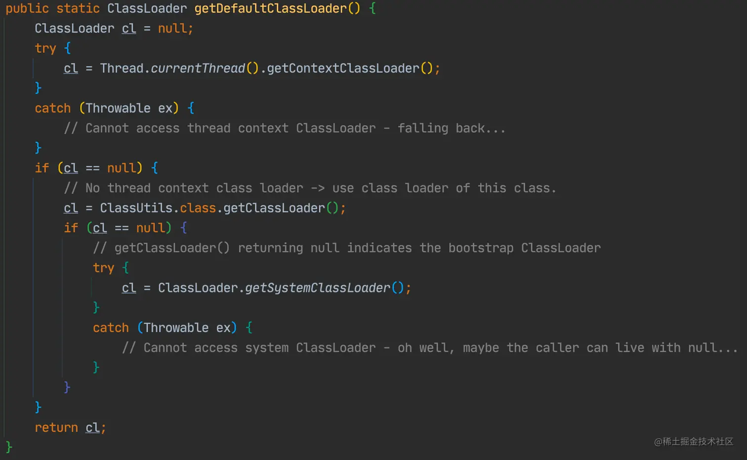 尝试获取类加载器