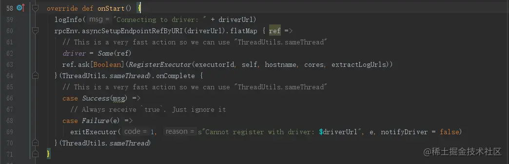 21-CoarseGrainedExecutorBackend-onStart()