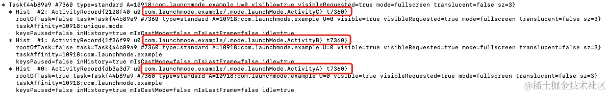 Android | LaunchMode启动模式详解任务栈 回顾一下Activity的任务栈：如上图所示显示了一个时间轴 - 掘金