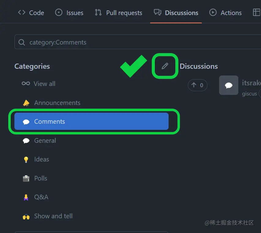 Creating a discussion category