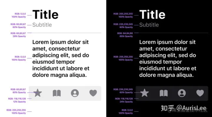 light模式与Dark Mode模式设计对白
