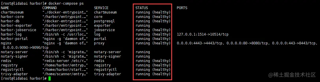 Harbor服务状态图