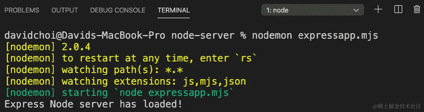 图 8.24 – 运行 expressapp.mjs 文件
