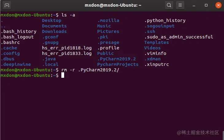 删除家目录下隐藏的Pycharm文件