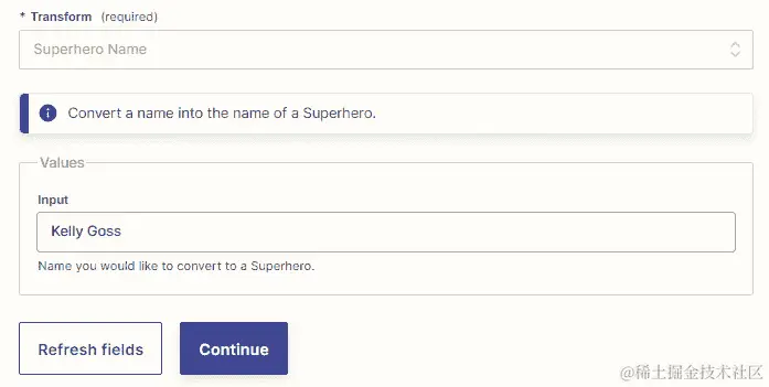 图 17.1 – 使用 Formatter by Zapier 文本动作事件将单词转换为超级英雄名字