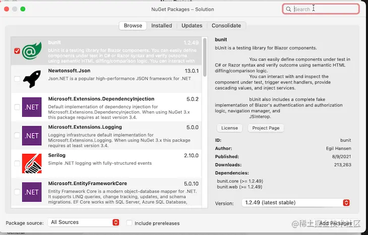 Gif of bUnit being added to project