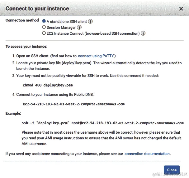 图 13.32 - 连接到您的实例说明