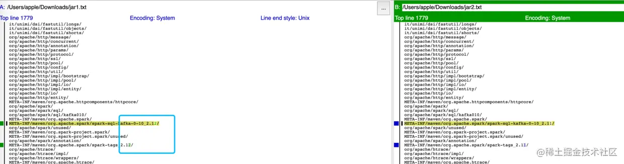 kdiff3对比连个uber jar 的 内容