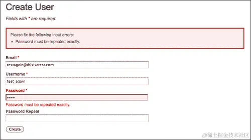 添加密码确认字段