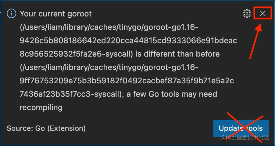 vscode update tools notification