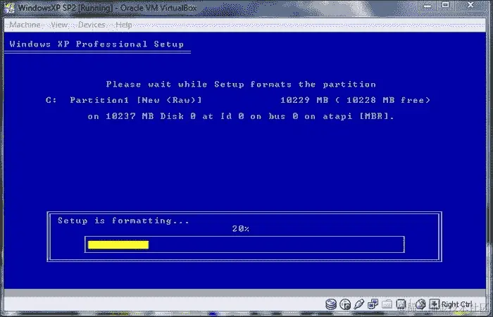 在 Oracle VM VirtualBox 上安装 WindowsXP