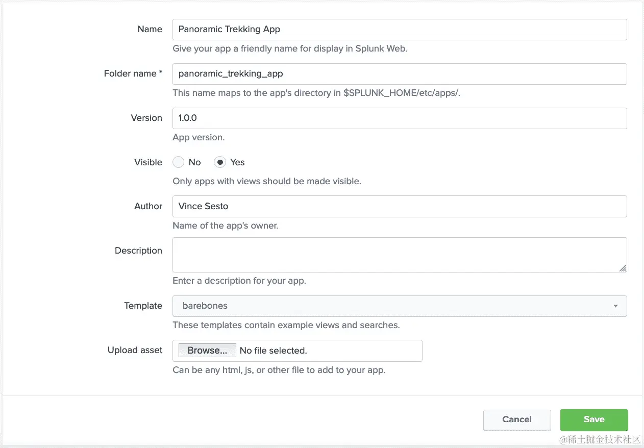 图 14.50：在 Splunk 中创建您的新应用