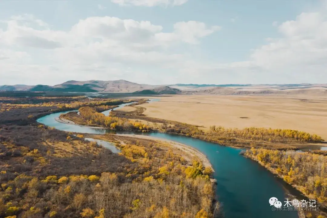 内蒙古额尔古纳湿地，草原河流、远山白云，别具风味
