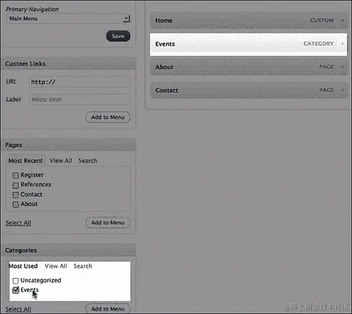 使用 WordPress 3.0 的自定义菜单选项