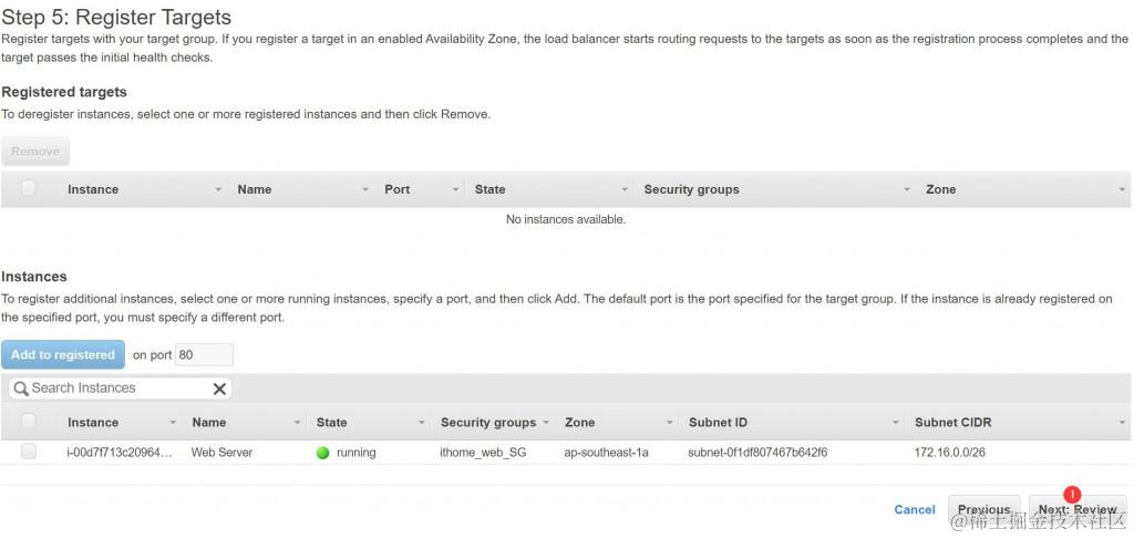负载平衡器目标群内容不指定