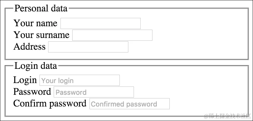 基于 input[type="text"]和标签的复杂表单