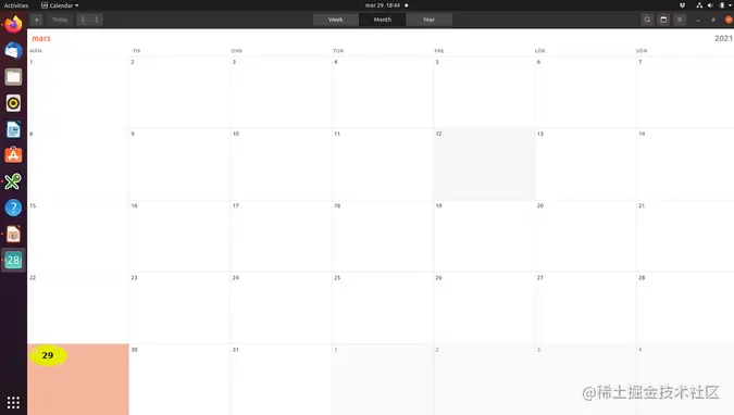 Modified GNOME calendar