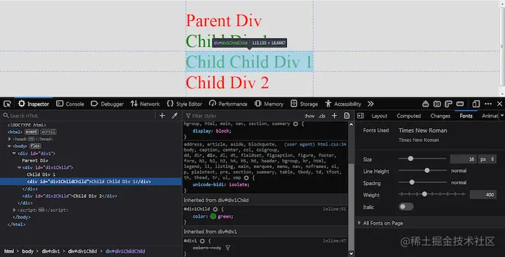 CSS Inheritance Example