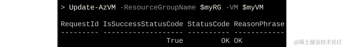 要使 StorageProfile 生效，请使用 Update-AzVM 命令更新 StatusCode。