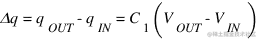 Δq = q_OUT - q_IN = C_1 ( V_OUT - V_IN )