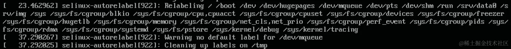 图 15.8 - 引导期间的 SELinux 自动标记
