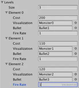 MonsterData with bullets