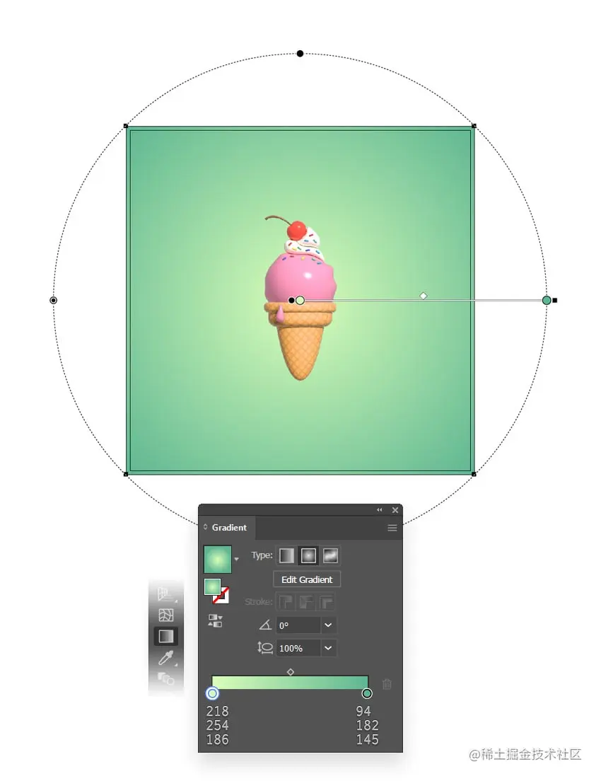 创建背景并用径向渐变填充