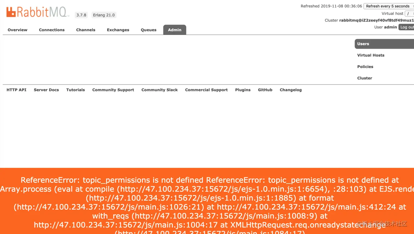 chrome error of RabbitMQ