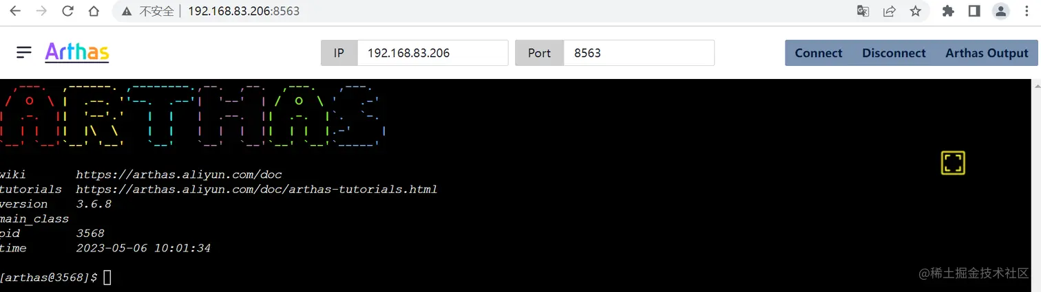 浏览器访问远程arthas