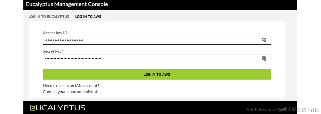 图 13.48 - 通过 Eucalyptus 登录 AWS