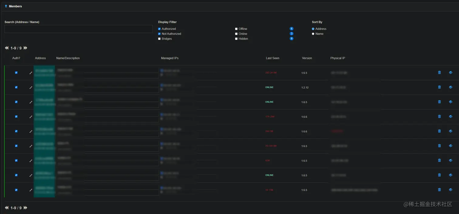 打开 ZeroTier Members 管理