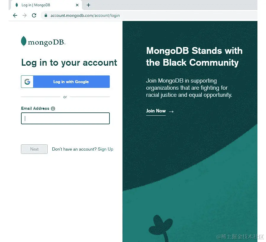 图 3.32：MongoDB Atlas 登录页面