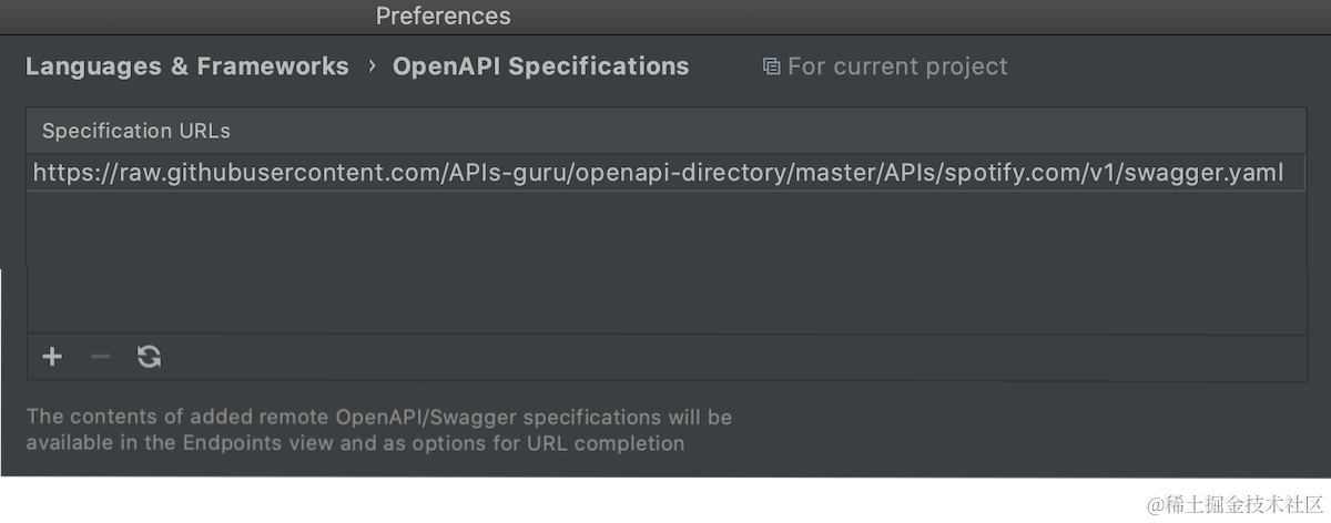 Add a new remote OpenAPI spec to the project