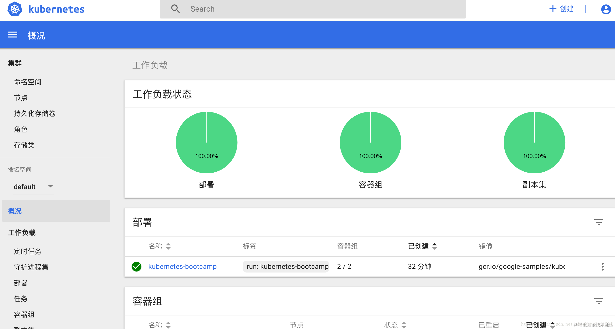 部署成功后，可以查看
