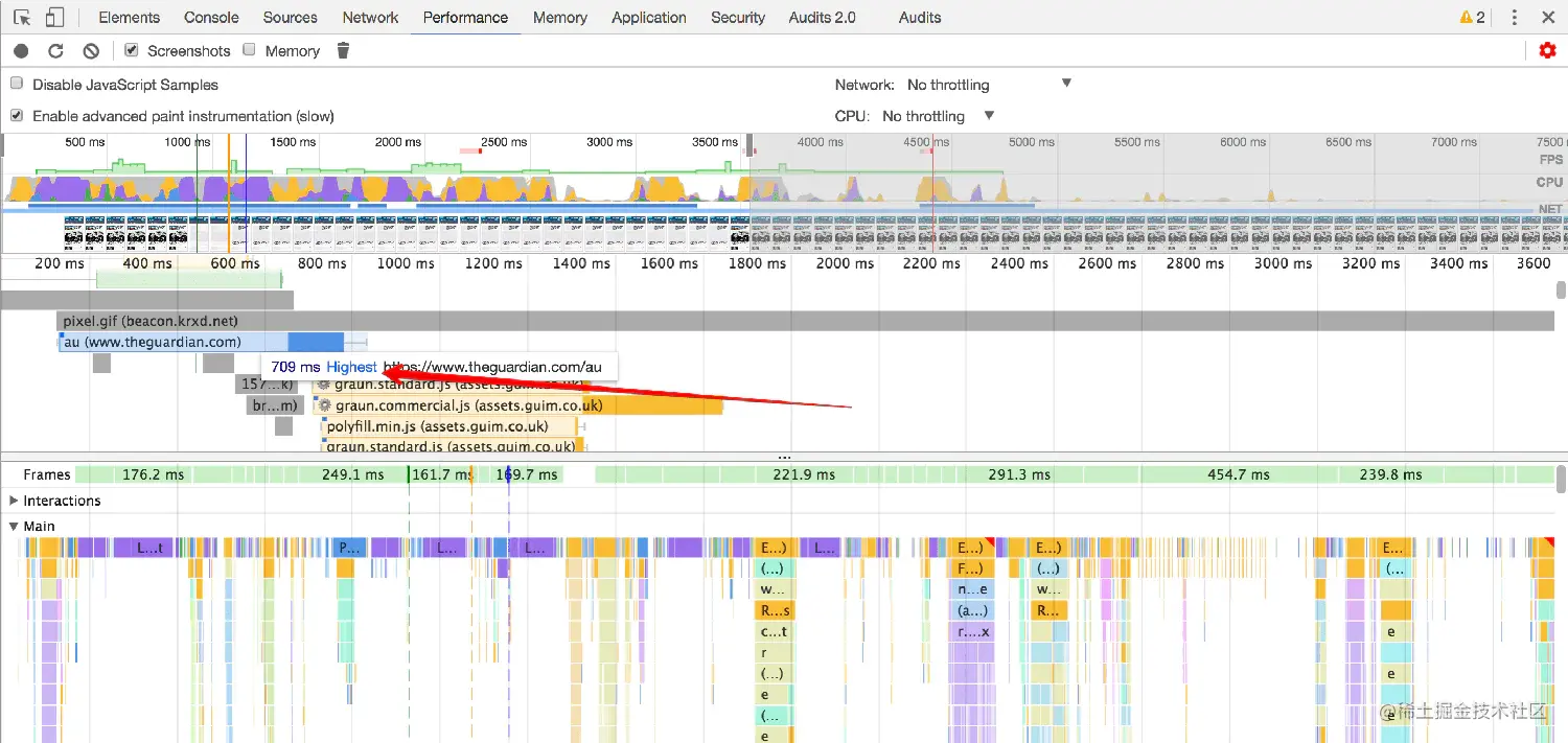 如何在 Chrome 开发者工具的 Performance 面板中调查资源的时间和优先级