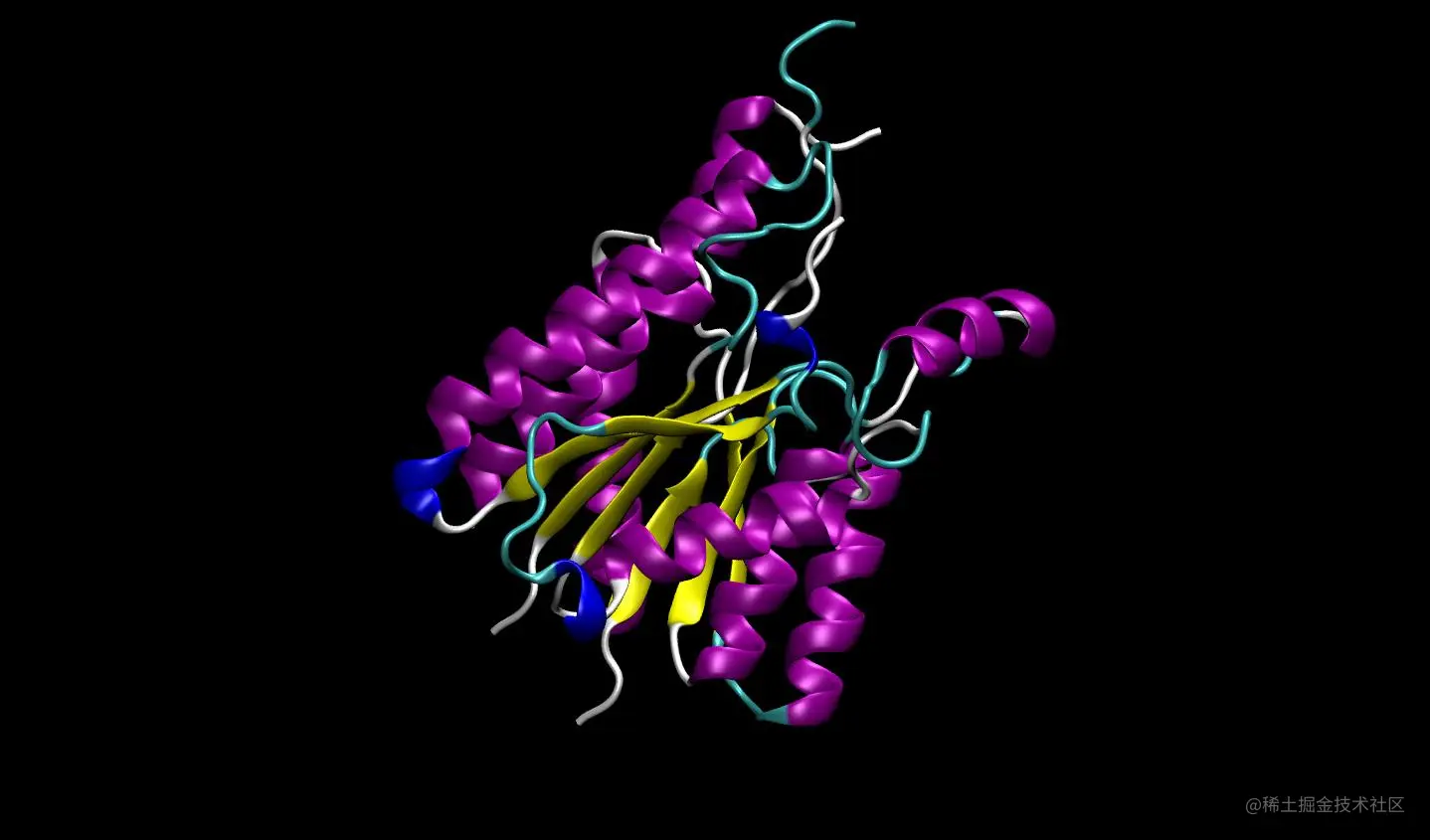 Image of a protein structure in BioNeMo.