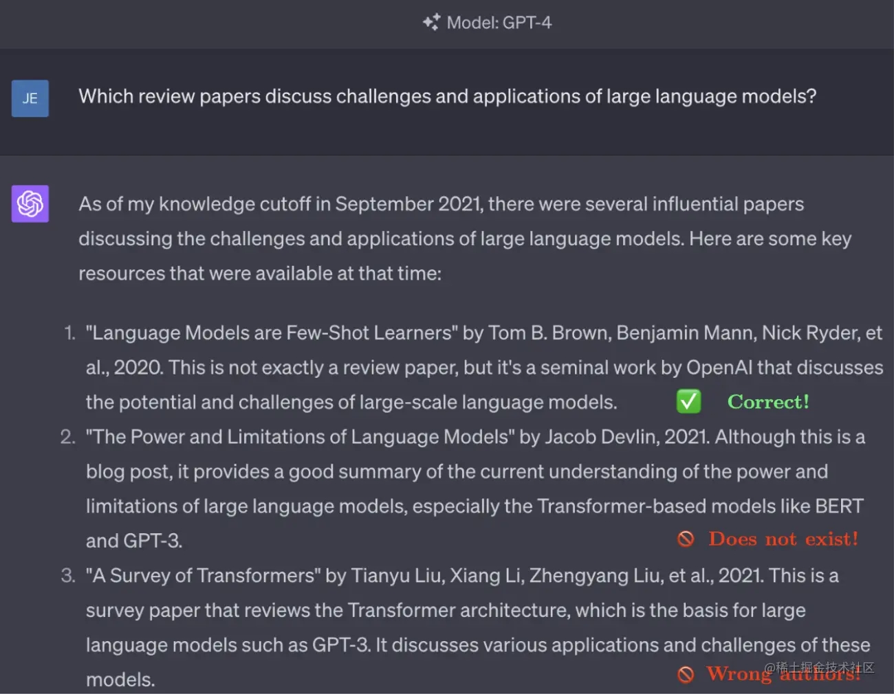 图6 GPT-4 幻觉的例子