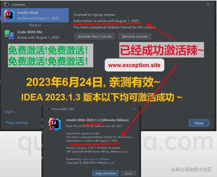 IDEA 2023.1.3 版本激活破解成功