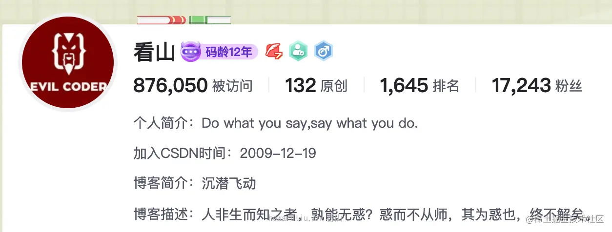 2022 年 1 月 3 日，看山 CSDN 的详细资料