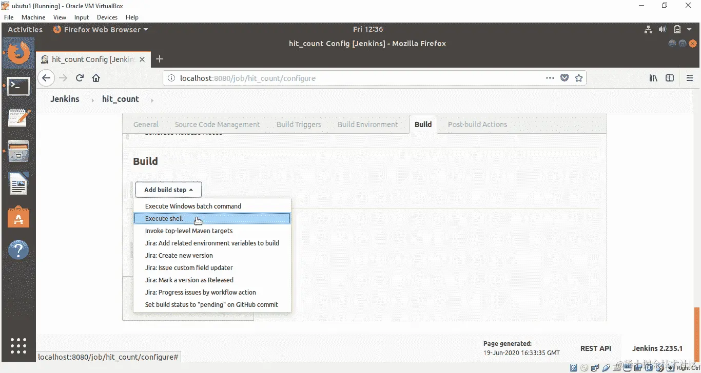 图 8.16：选择执行 shell