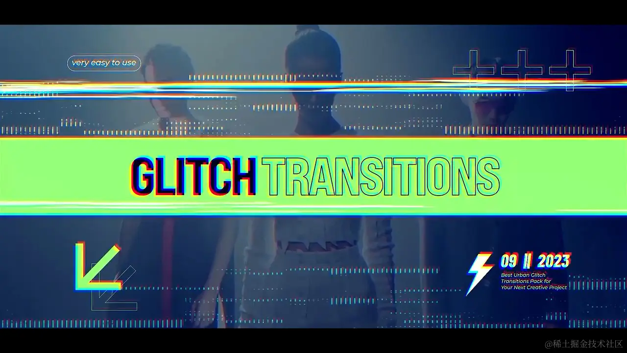 PR转场|画面故障效果标题文字转场视频模板剪辑素材-PR模板网