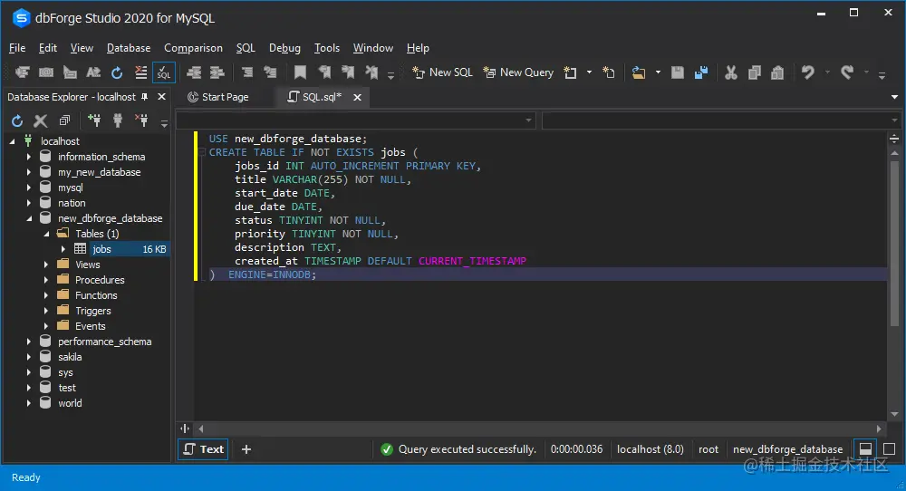 使用dbForge Studio for MySQL创建MySQL表