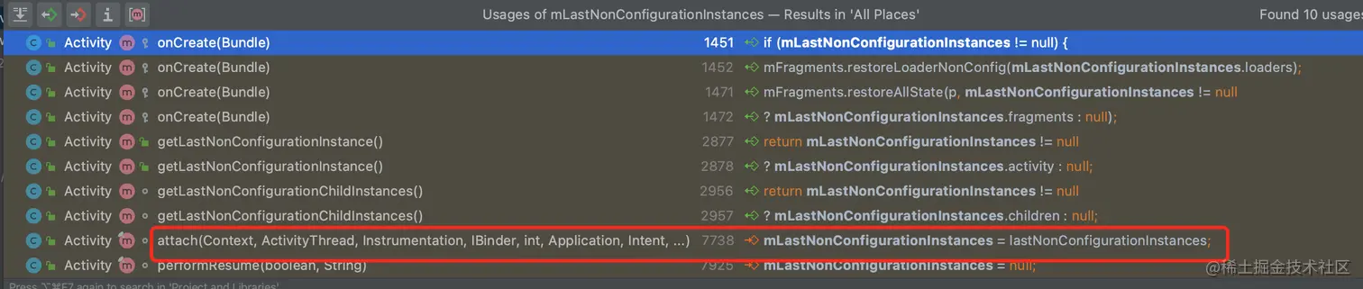 mLastNonConfigurationInstances的赋值