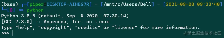 Linux 下进入了 python 交互模式